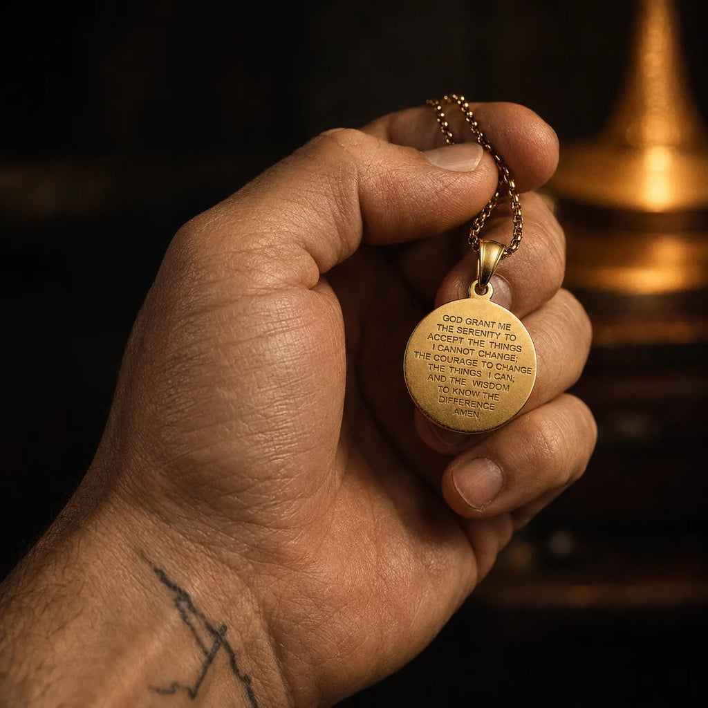 Jesus Coin Pendant held in hands — quiet reflection