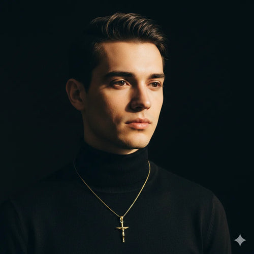 Devotion Set — Minimal Gold Crucifix lifestyle