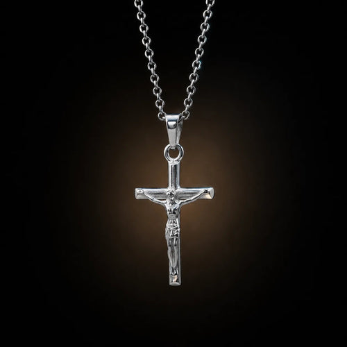Minimal Silver Crucifix — detailed close-up